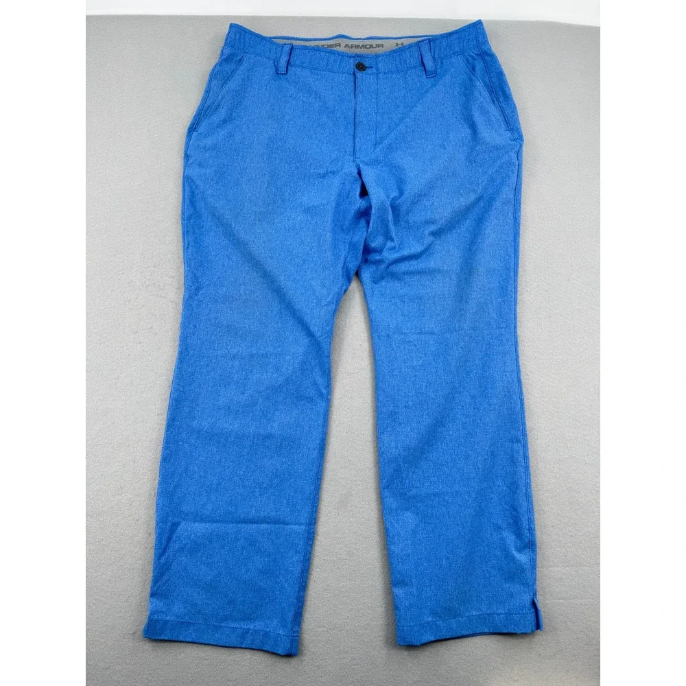 Under Armour Mens Golf Pants Blue Heathered Loose Fit 38x30 (38x29) Athleisure